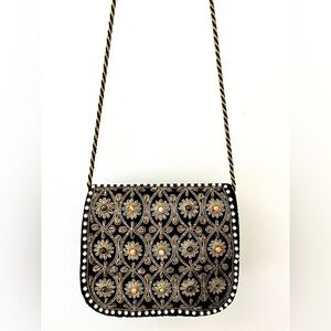 Vintage Bag Jeweled Beaded Stoned Moroccan Embroidered Velvet Dressy Ethnic